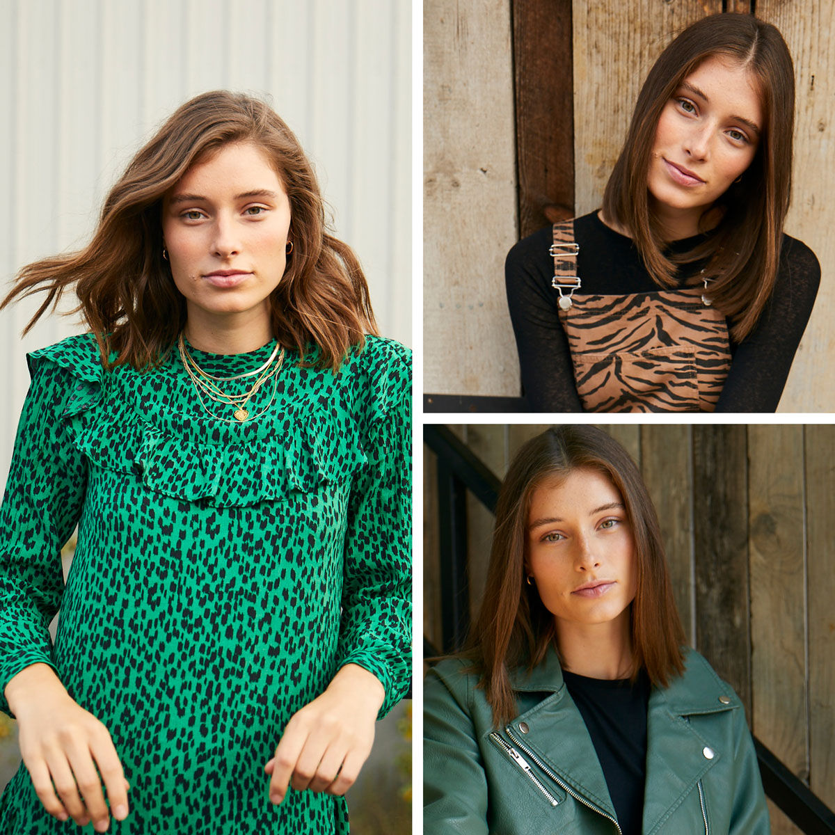 Montage showing a model with hair styled in 3 different ways using the Air Style 1000